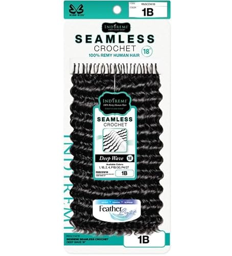 BOBBI BOSS 100% REMY HUMAN HAIR FEATHER COCHET DEEP WAVE 18'' COLOR 1