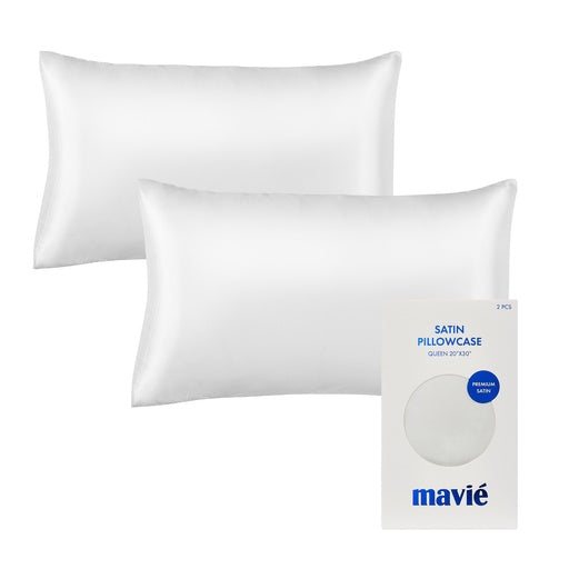 MAVIE SATIN PILLOWCASE QUEEN 20 ''X30'' PURE WHITE BED20