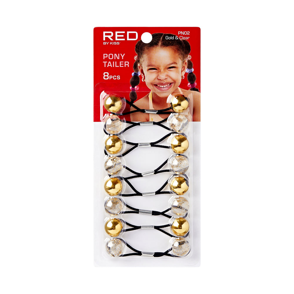 RED BY KISS PONYTAILER 8PCS GOLD & CLEAR PN02