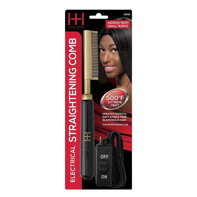 HOT & HOTTER ELECTRICAL STRAIGHTENING COMB MEDIUM TEETH SMALL TEMPLE #5533
