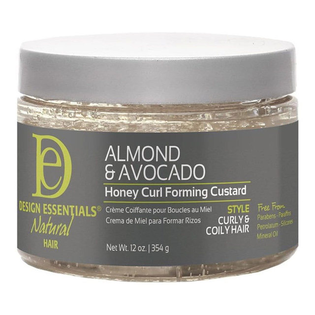 DESIGN ESSENTIALS ALNOND & AVO HONEY CURL FORMING CUSTARD 12OZ