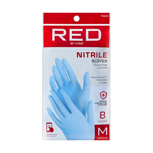 RED BY KISS NITRILE GLOVES 8GLOVES NGL02 MEDIUM
