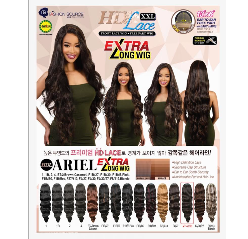 GOLDEN STATE FASHION SOURCE EZ SYNTHETIC LACE FRONT WIG EZL-XXL ARIEL COLOR 1B