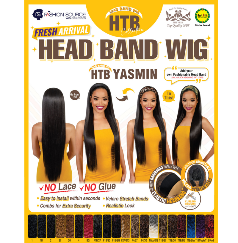 FASHION SOURCE HEAD BAND WIG YASMIN COLOR 1B