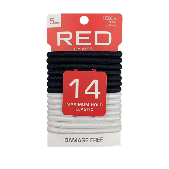 RED BY KISS ELASTIC BAND 14CT BLACK & WHITE HEB02