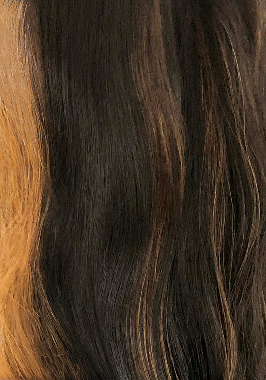 BOBBI BOSS SUPER X GLUELESS HUMAN HAIR BLEND WIG FIONA MOGL307 COLOR THL1B/30