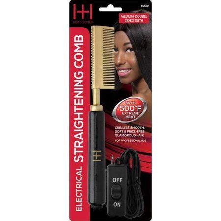 HOT & HOTTER ELECTRICAL STRAIGHTENING COMB MEDIUM DOUBLE SIDED TEETH #5532
