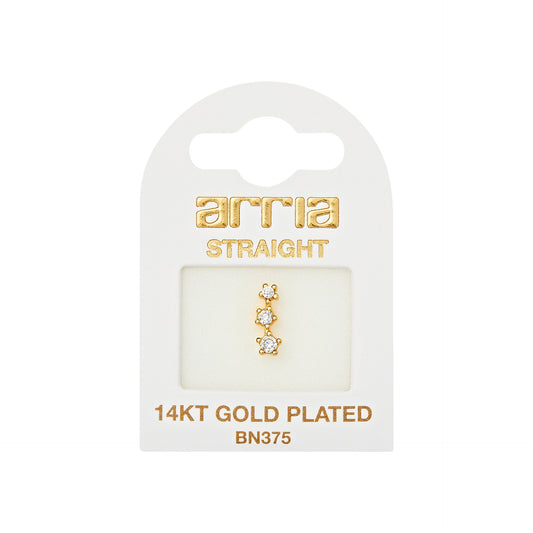 ARRIA BY KISS BN375 GOLD NOSE STRAIGHT TRIPLE STUD