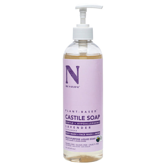 DR NATURAL PLANT BASED CASTILE SOAP BODY WASH+FACE WASH+MORE 16FL OZ LAVENDER
