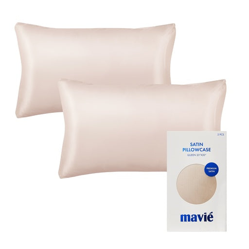 MAVIE SATIN PILLOWCASE QUEEN 20 ''X30'' BEIGE BED21