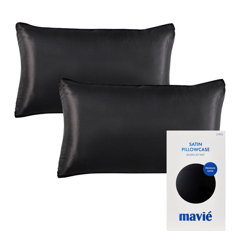 MAVIE SATIN PILLOWCASE QUEEN 20 ''X30'' BLACK BED28