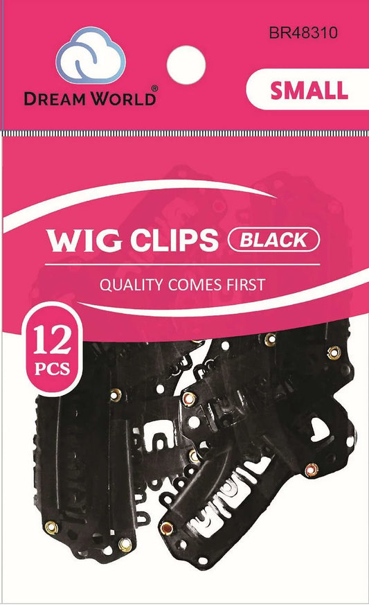 DREAM WORLD WIG CLIPS 12PCS SMALL BLACK BR48310