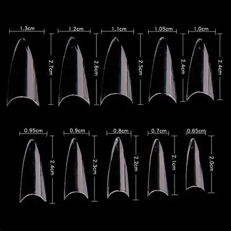 CRE8TION NAIL TIPS FOR ACRYLIC SHORT STILETTO #03 CLEAR 500PCS