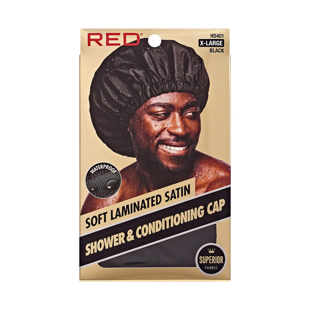 RED BY KISS SOFT LAMINATED SATIN SHOWER & CONDITIONIG CAP X-LARGE HD401 BLACK
