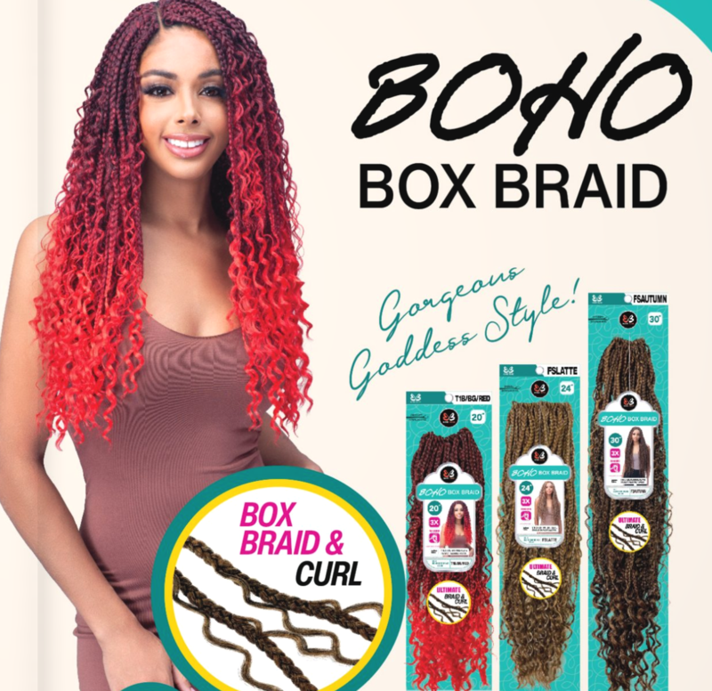 BOBBI BOSS BOHO BOX BRAID 30'' COLOR T1B/BG/RED