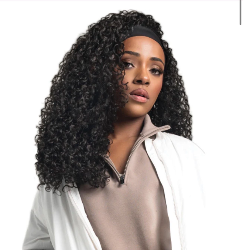 BOBBI BOSS HEAD BAND WIG M1017 JERRY CURL COLOR 1