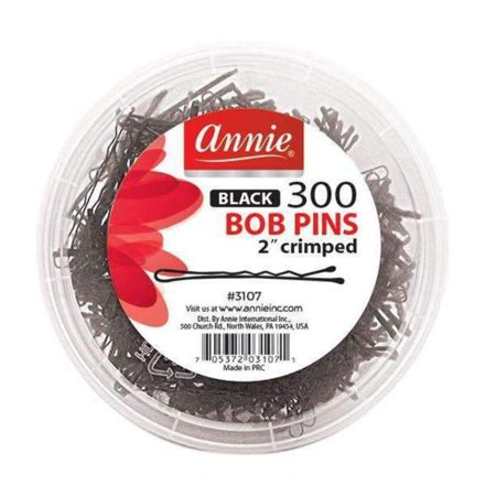ANNIE BOB PINS 300PCS 2'' CRIMPED BLACK