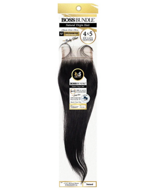 BOBBI BOSS HD LACE CLOSURE 4X5 STRAIGHT 16'' COLOR NATURAL