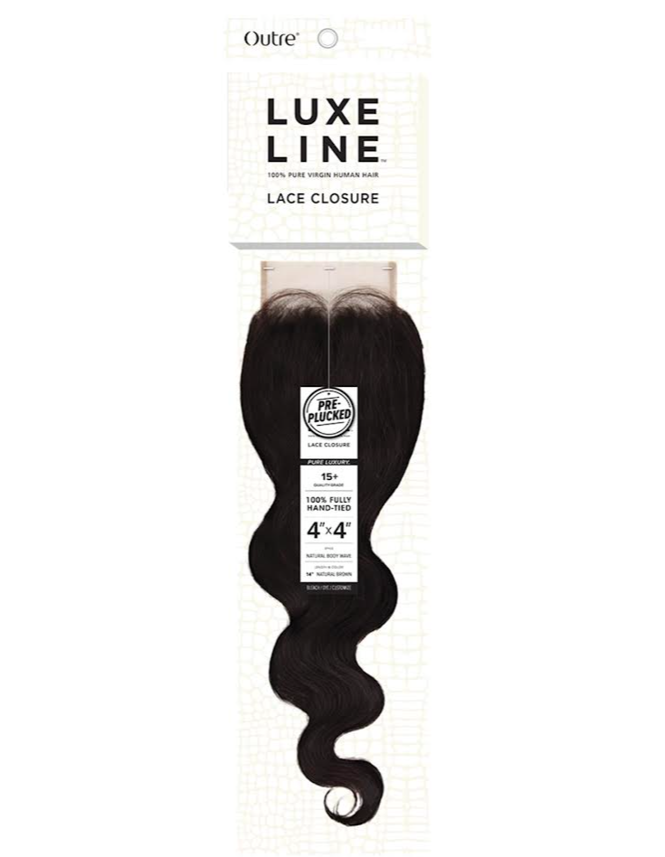 OUTRE LUXE LINE 4X4 NATURAL BODY WAVE LACE CLOSURE14"NATURAL BLACK