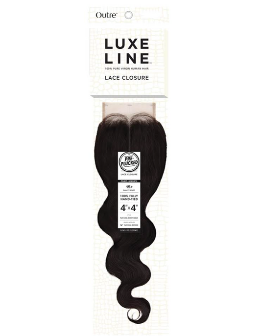 OUTRE LUXE LINE 4X4 NATURAL BODY WAVE LACE CLOSURE14"NATURAL BLACK