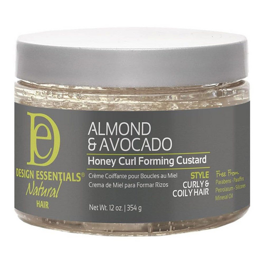 DESIGN ESSENTIALS ALNOND & AVO HONEY CURL FORMING CUSTARD 12OZ