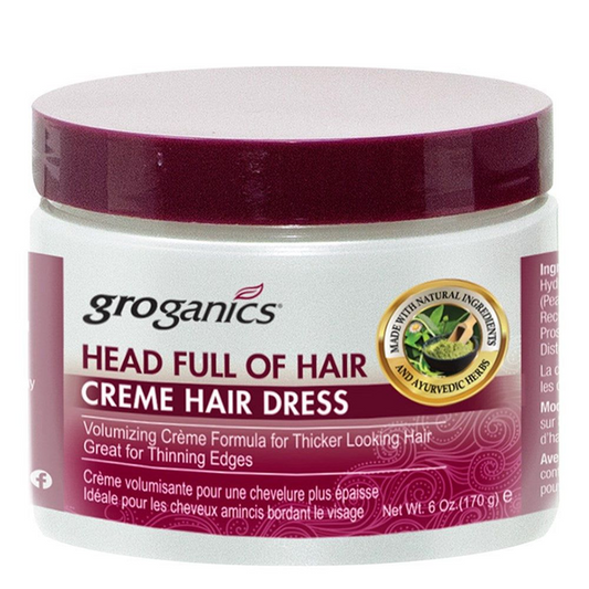 GROGANICS HEAD FULL OF HAIR CREME HAIR DRESS 6OZ