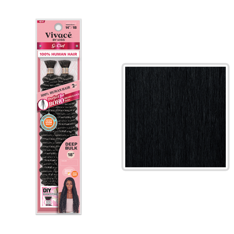 VIVACE BY KISS COLOR 1 G CLEF BOHO BRAIDING HAIR DEEP BULK 18''