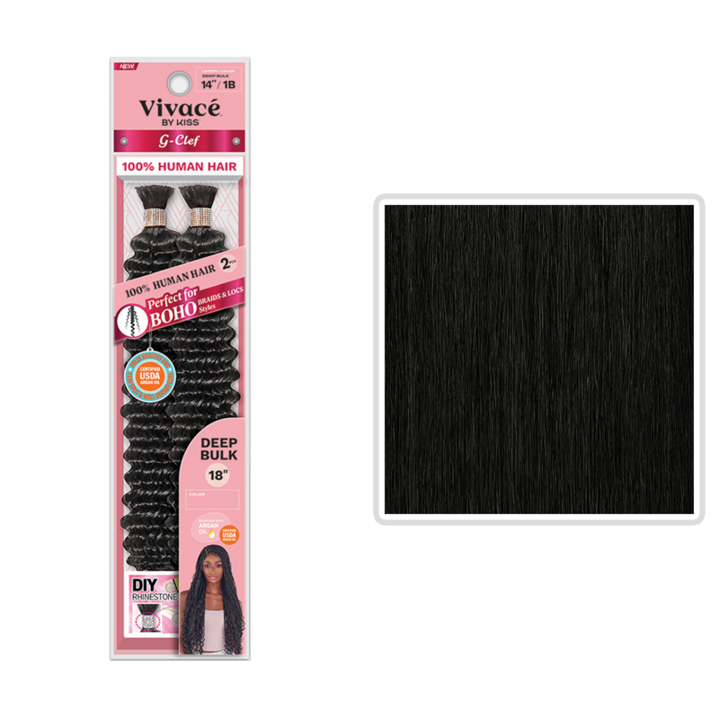 VIVACE BY KISS COLOR 1B G CLEF BOHO BRAIDING HAIR DEEP BULK 18''