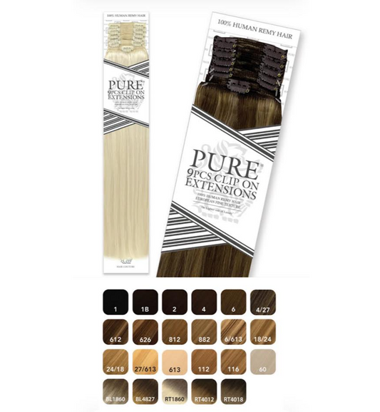HAIR COUTURE HUMAN HAIR CLIP IN 9PCS STRAIGHT 18'' COLOR 1