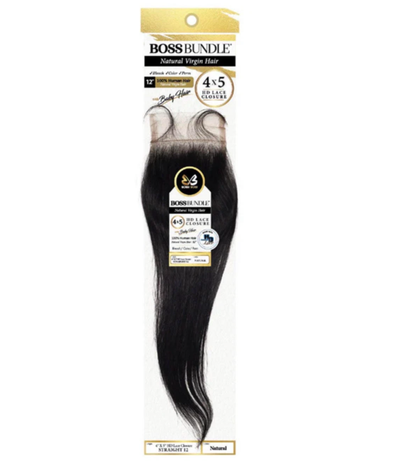 BOBBI BOSS HD LACE CLOSURE 4X5 STRAIGHT 16'' COLOR NATURAL BLACK