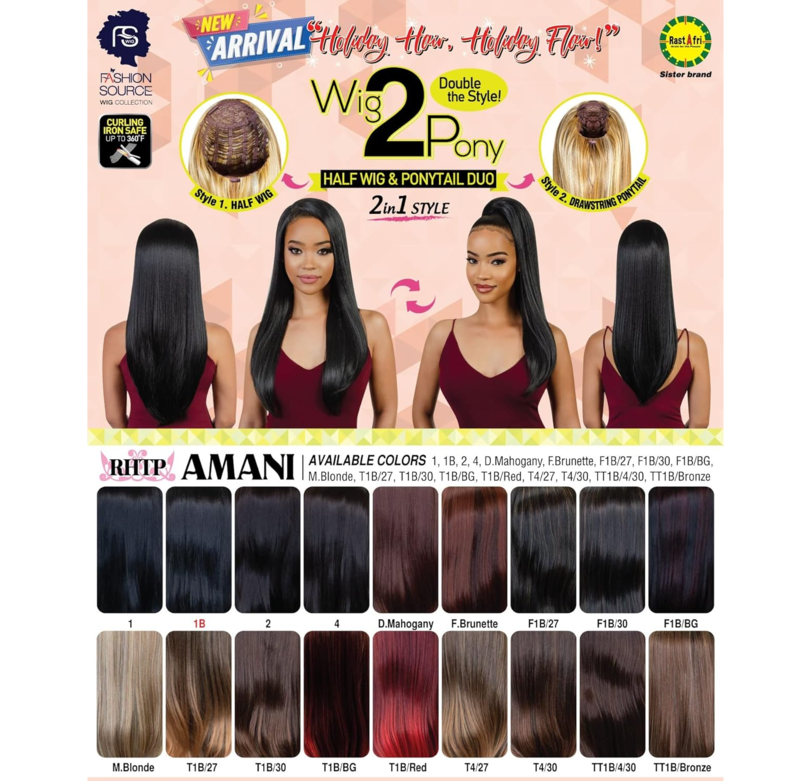 FASHION SOU.WIG TO PONY AMANI COLOR D.MAHOGANY