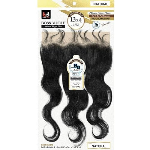 BOBBI BOSS HD LACE CLOSURE 13X4 CURLY 16'' COLOR NATURAL BLACK