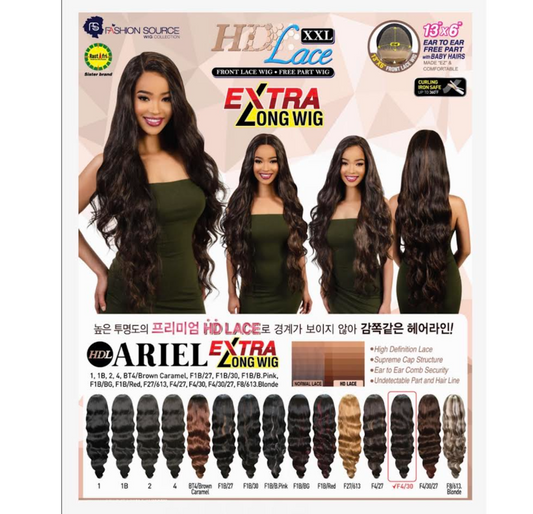 GOLDEN STATE FASHION SOURCE EZ SYNTHETIC LACE FRONT WIG EZL-XXL ARIEL COLOR 1B