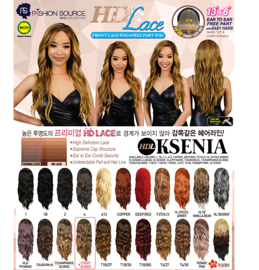 FASHION SOURCE LACE WIG KSENIA COLOR 1B