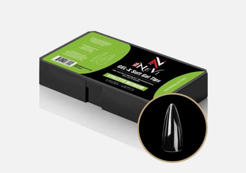 NEVI USA GEL-X SOFT GEL TIPS STILETO MEDIUM 12SIZES/600PCS