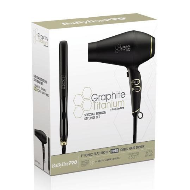 BABYLISS GRAPHITE TITANIUM STYLING SET DRYER+FLAT IRON