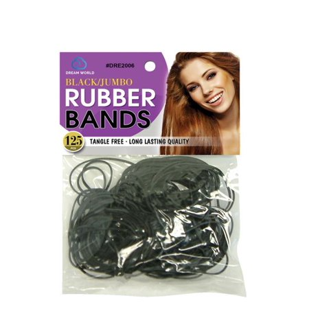 DREAM WORLD JUMBO BLACK RUBBER BANDS 125 PCS DRE2006