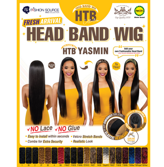 FASHION SOURCE HEAD BAND WIG YASMIN COLOR 1B