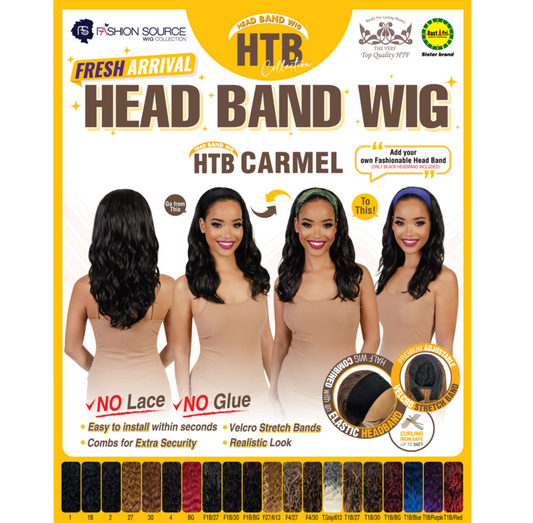 FASHION SOURCE HEAD BAND WIG CARMEL COLOR T1B/RED