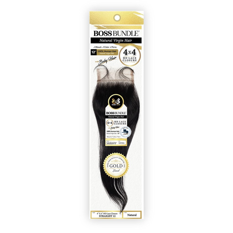 BOBBI BOSS HD LACE CLOSURE 4X4 12'' STRAIGHT COLOR NATURAL