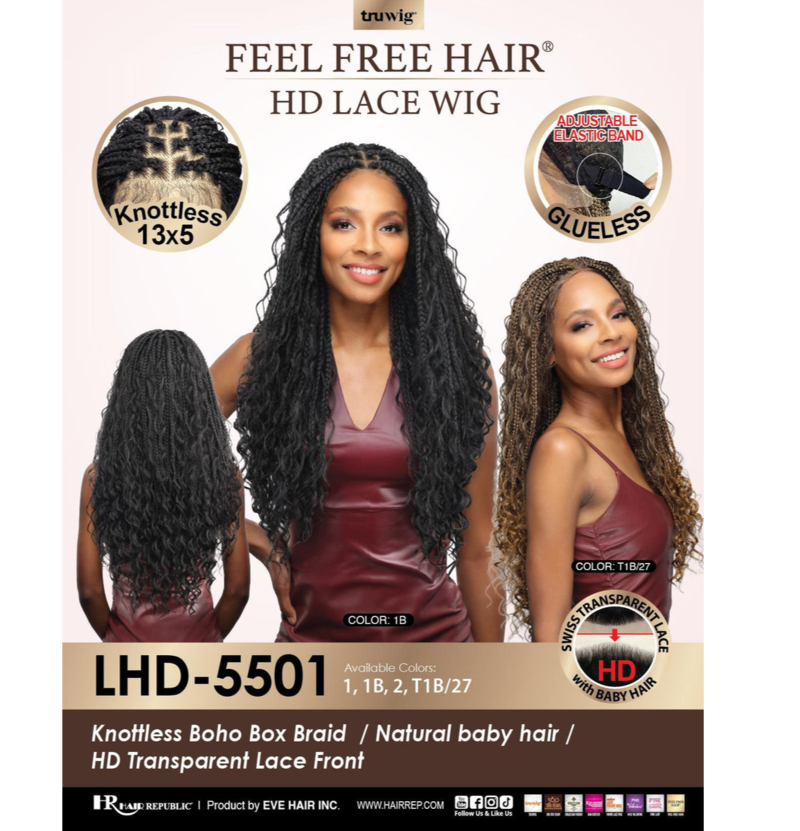EVE TRU WIG BOHO BOX BRAID LHD-5501 COLOR 1B