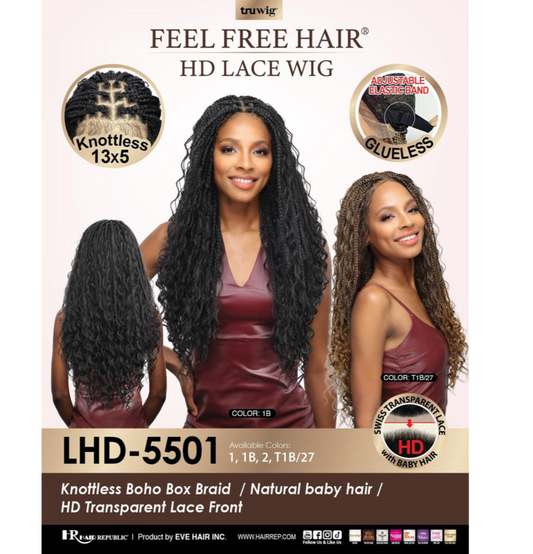 EVE TRU WIG BOHO BOX BRAID LHD-5501 COLOR 1B