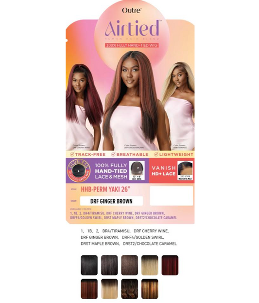 OUTRE WIG AIRTIED HUMAN BLEND YAKI 26 COLOR DRFF4/GOLDEN SWIRL