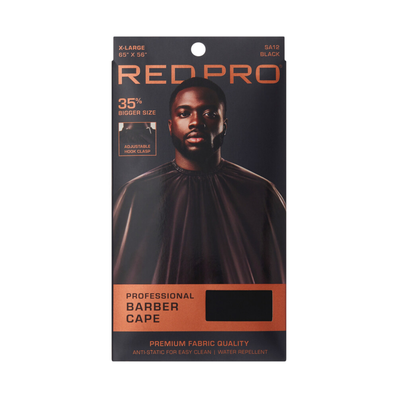 RED PRO BARBER CAPE BLACK SA12