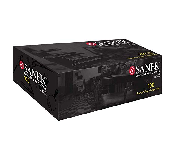 SANEK BLACK NITRILE GLOVES MEDIUM