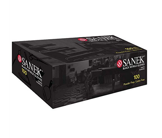 SANEK BLACK NITRILE GLOVES MEDIUM
