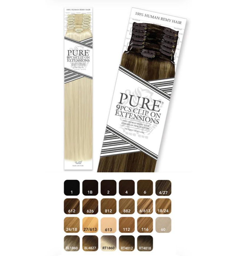 HAIR COUTURE HUMAN HAIR CLIP IN 9PCS STRAIGHT 18'' COLOR 60