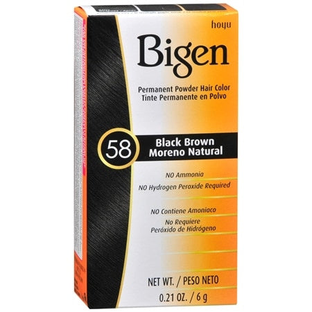 BIGEN PERMANENT HAIR COLOR BLACK BROWN 58