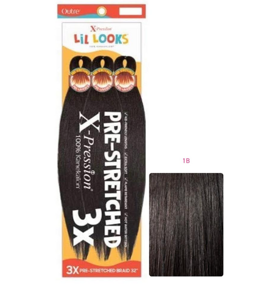 Outre X-Pression - Lil Looks - Pre Stretched Calming Braid 32" 3X COLOR 1B