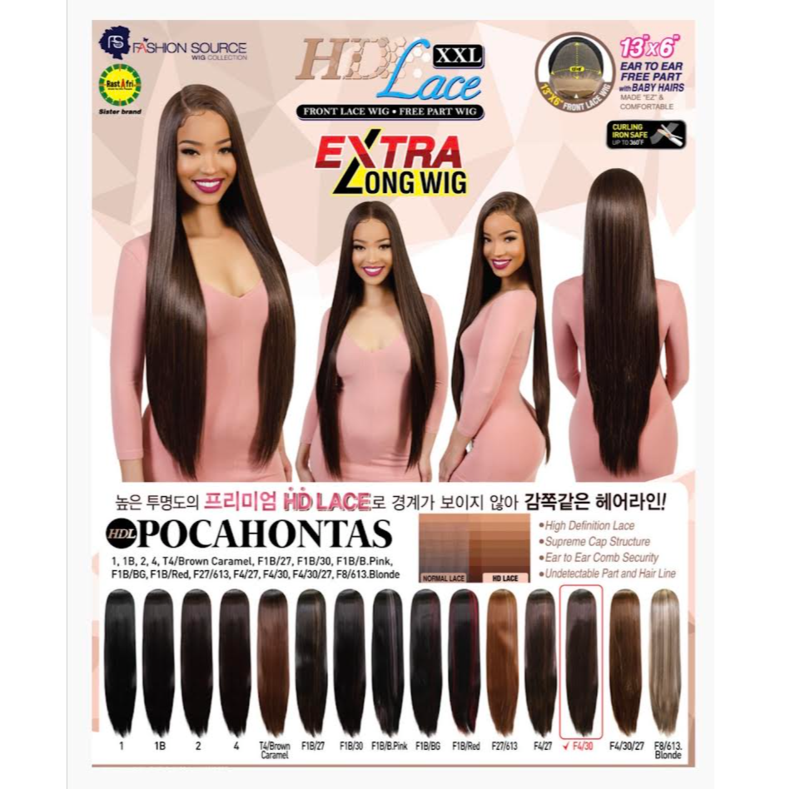 GOLDEN STATE FASHION SOURCE EZ SYNTHETIC LACE FRONT WIG EZL-XXL POCAHONTAS COLOR 1